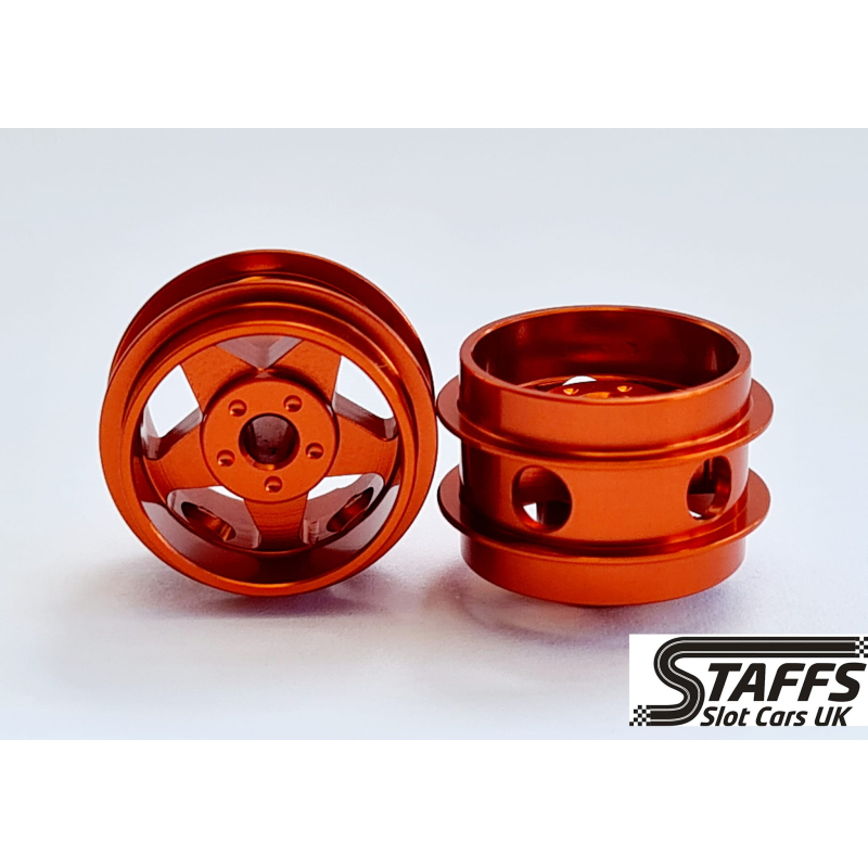                                     STAFFS129 Five Spoke Oranage Wheel 15.8mm x 8.5mm (FRONT) (2 pcs)