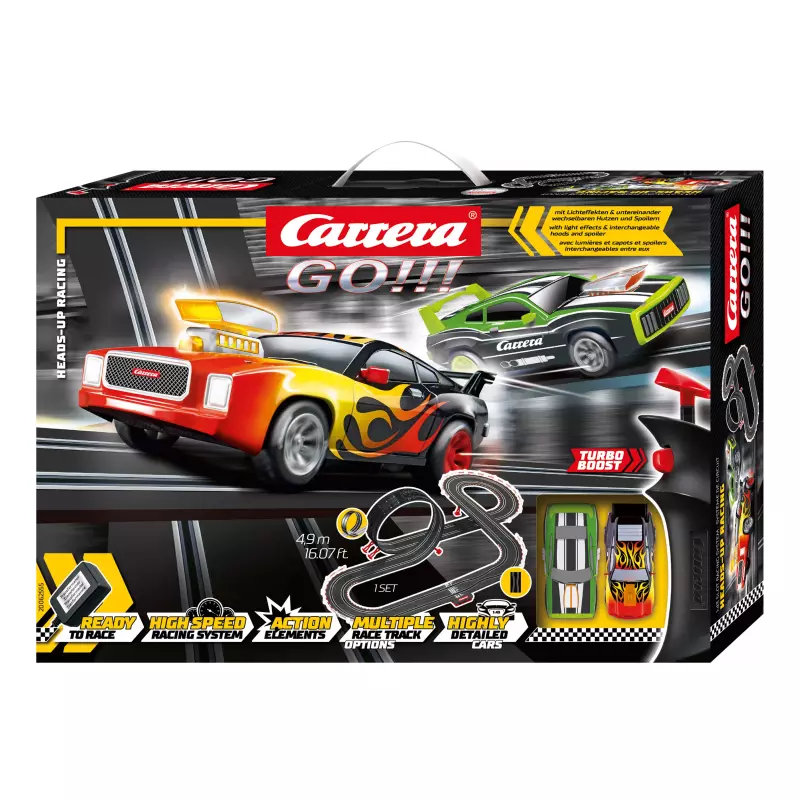 Carrera GO!!! Build 'N Race 62529 Racing Set 3.6 Electric Powered Slot Car  Racing Kids Toy Blocks Race Track Set Includes 2 Hand Controllers and 2