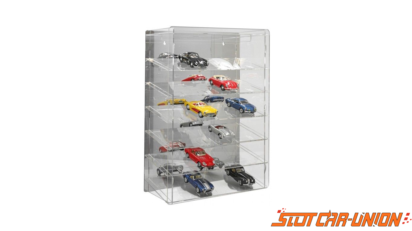 Back-Panel SORA Slot-Car Display Cabinet 1/32 Transparent For up to 30 Cars 